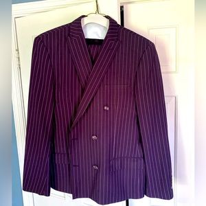Burgundy or purple pinstripe suit